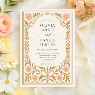 Victorian Floral Art Nouveau Wedding Invitation