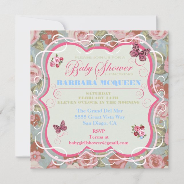 Victorian Floral Baby Shower Invitations (Front)