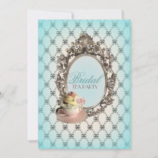 victorian floral botanical bridal shower tea party invitation