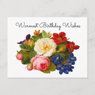 Victorian Floral Bouquet Warmest Birthday Wishes Postcard
