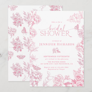 Victorian Floral Butterflies Bridal Shower Invitation