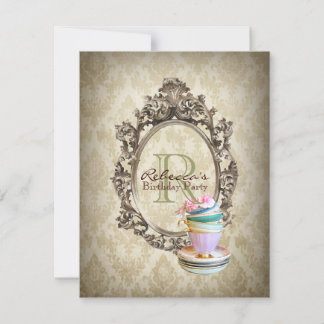 victorian floral cupcake english tea party invitation