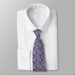 Victorian Floral Damask Pattern in Deep Purple... Tie
