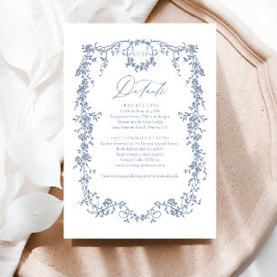 Victorian Floral Dusty Blue French Wedding  Enclosure Card