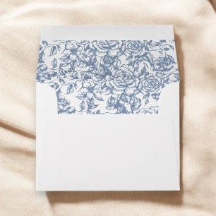 Victorian Floral Dusty Blue French Wedding Envelope