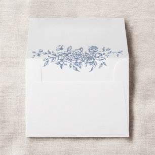 Victorian Floral Dusty Blue French Wedding Envelope