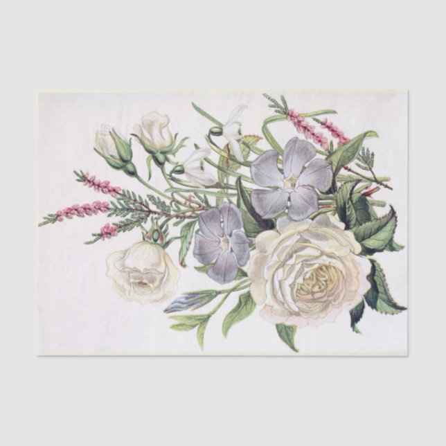 Victorian Floral Emblem Print Tissue Paper (Front)