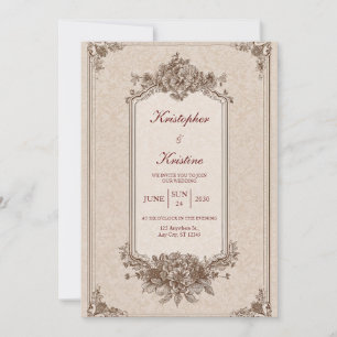 Victorian Floral Frame Elegant Wedding Invitation
