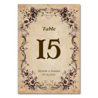 Victorian Floral Frame Wedding Table Number