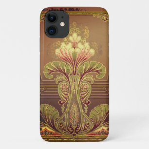 Victorian floral frieze elegant art nouveau brown Case-Mate iPhone case
