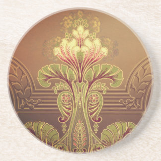 Victorian floral frieze elegant flower art nouveau coaster