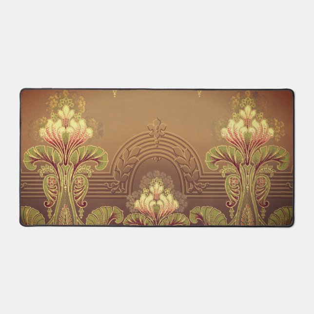 Victorian floral frieze elegant flower art nouveau desk mat (Front)