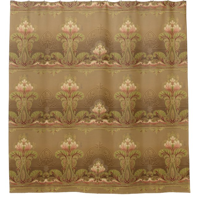 Victorian floral frieze elegant flower art nouveau shower curtain (Front)
