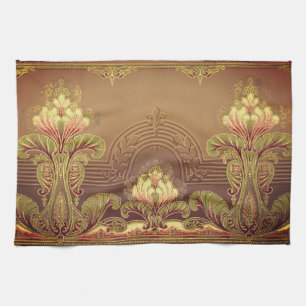 Victorian floral frieze elegant flower art nouveau tea towel