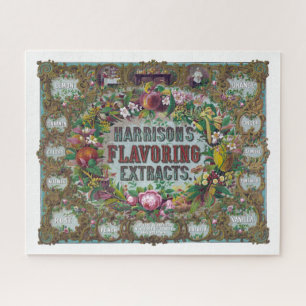 Victorian floral fruit baking extracts green pink jigsaw puzzle