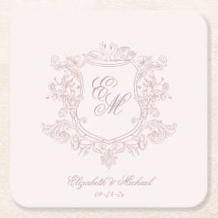 victorian floral garden luxe square paper coaster