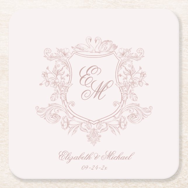 victorian floral garden luxe square paper coaster (Front)