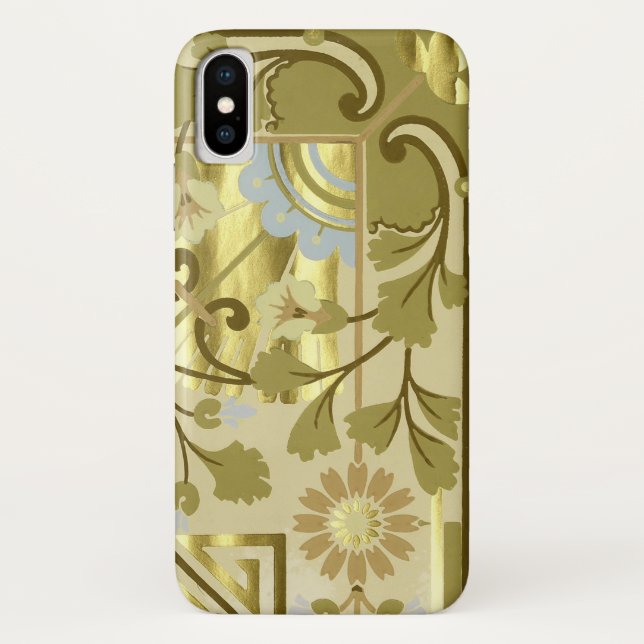Victorian floral gold vintage wallpaper textile Case-Mate iPhone case (Back)