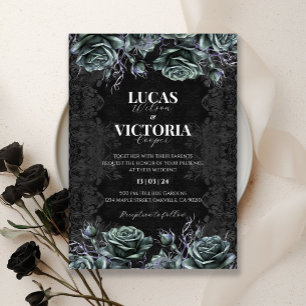 Victorian Floral Gothic Wedding invitation