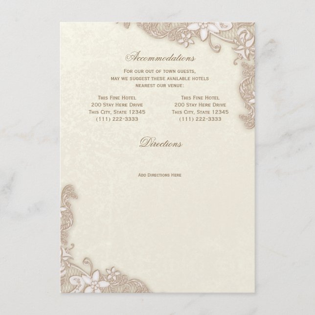Victorian Floral Lace Information Card (Front)