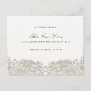Victorian Floral Lace Taupe Reception Card