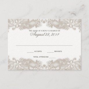 Victorian Floral Lace White Response Card