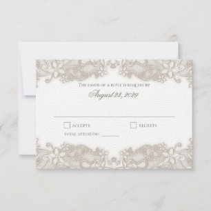 Victorian Floral Lace White Response Card