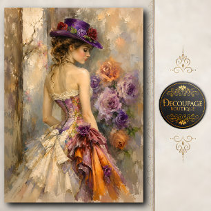 Victorian Floral Lady in Purple Hat Tissue Paper