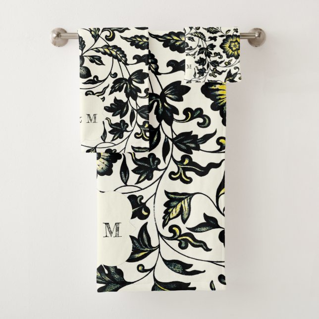 Victorian Floral Ornament Pattern Bath Towel Set (Insitu)