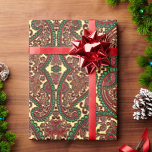Victorian floral paisley boho jewel tone pattern wrapping paper