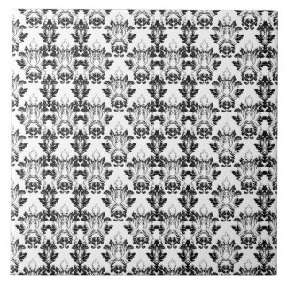 Victorian Floral Pattern Seamless Black White Tile