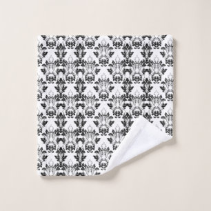 Victorian Floral Pattern Seamless Black White Wash Cloth