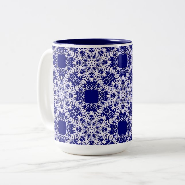 victorian floral pattern Two-Tone coffee mug (Front Left)