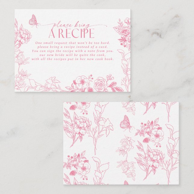 Victorian Floral Please Bring A Recipe  Enclosure Card (Front/Back)