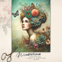 Victorian Floral Portrait Antique Decoupage Rustic