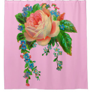 Victorian floral print shower curtain