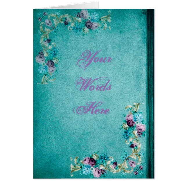 Victorian floral rose flowers elegant teal texture (Front)