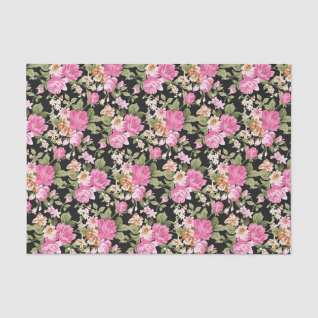 Victorian floral rose pattern tissue paper (Front)