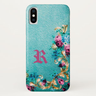 Victorian floral rose teal purple pink elegant Case-Mate iPhone case