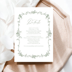 Victorian Floral Sage Green Photo French Wedding Enclosure Card