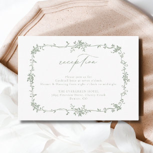 Victorian Floral Sage Green Reception Wedding Enclosure Card