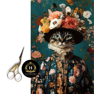 Victorian Floral Tabby Cat Dress Decoupage Tissue Paper