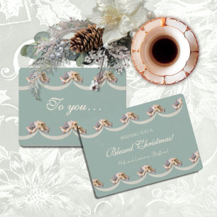 Victorian Floral Tapestry Blessing Holiday Card