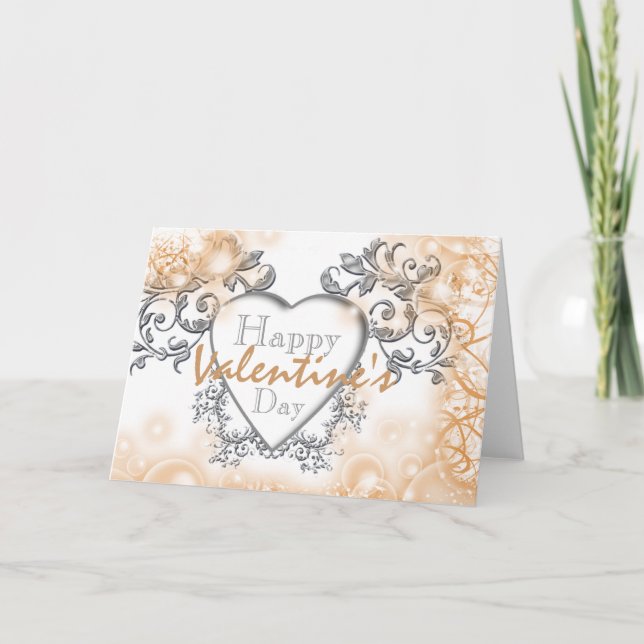 Victorian floral valentine heart holiday card (Front)