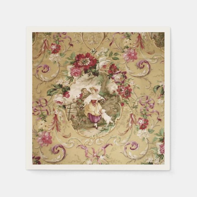Victorian Floral Wallpaper Napkin (Front)