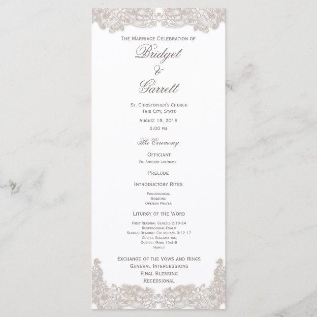 Victorian Floral Wedding Program Programme (Front)