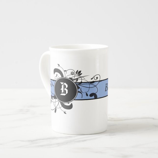 Victorian Flourish Monogrammed Bone China Mug (Front Left)