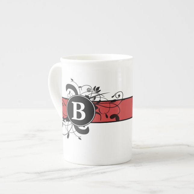 Victorian Flourish Monogrammed Bone China Mug (Front Left)