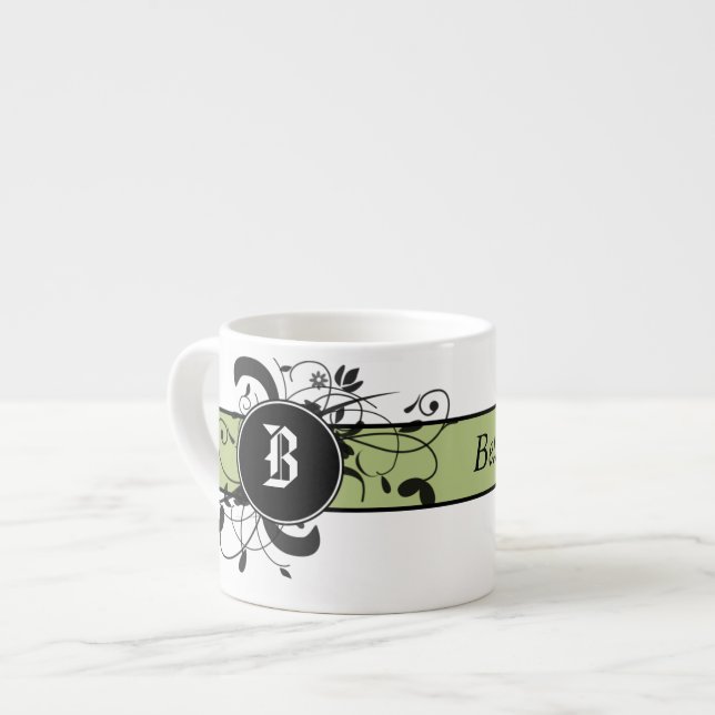 Victorian Flourish Monogrammed Espresso Cup (Front Left)