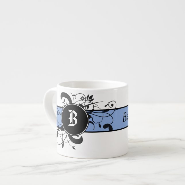 Victorian Flourish Monogrammed Espresso Cup (Front Left)